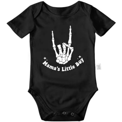 Mama's Little Boy Skeleton Hand Baby Bodysuit 0-24M Unisex Outfit