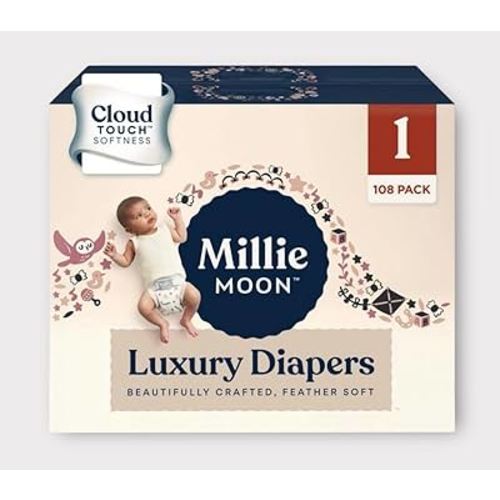 Millie Moon Luxury Diaper - Cloud Soft Comfort, (Size 1 Count -108)