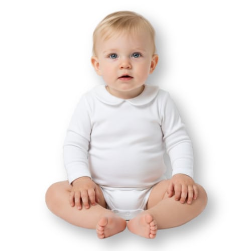 Blank Boy's Long Sleeve Peter Pan Collar Infant Bodysuit