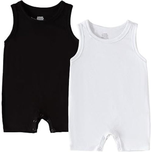 DEFAHN Viscose made from Bamboo Baby Boy Sleeveless Romper 2 Pack 0-24M