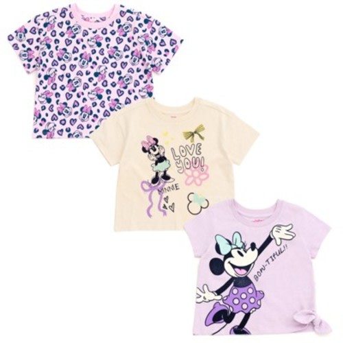 Disney Minnie Mouse Infant Baby Girls 3 Pack T-Shirts Lavender/Beige/Pink 18 Months
