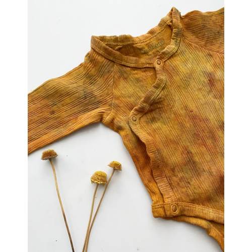 Organic Cotton Baby Bodysuit: Vibrant Flowers, Botanical Dye Magic