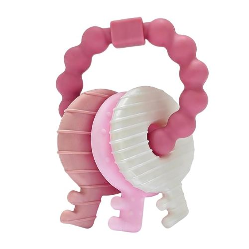 YAPROMO Baby Teething Keys - Soft Silicone Keys Teether, Cute Chew Toys for 3-18 Months Infants & Toddlers, Perfect for Baby Girls, BPA Free