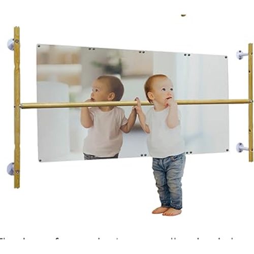 Montessori Coordination Mirror Set with 4ft Pull-Up Bar - Help Babies Build Balance, Confidence & Motor Skills | Ideal for Tummy Time, Crawling & First Steps | Safe for Home Use