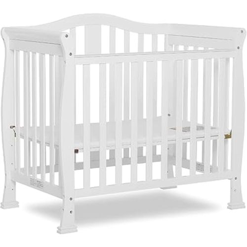 Dream On Me Addison 4-In-1 Convertible Mini Crib In White, Greenguard Gold Certified, Non-Toxic Finishes, Built Of New Zealand Pinewood, Comes With 1” Mattress Pad