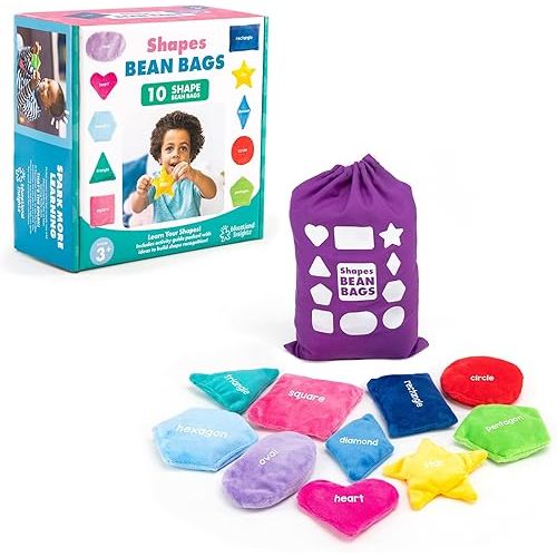 Educational Insights Shapes Beanbags, Learn Shapes, Toddler Learning Toy, Preschool Classroom Must Haves, Set of 10 Bean Bags, Ages 3+