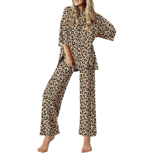 Ekouaer Lounge Sets for Women Short Sleeve Tops and Long Pants Soft Comfy Pajamas Set 2 Piece Outfits