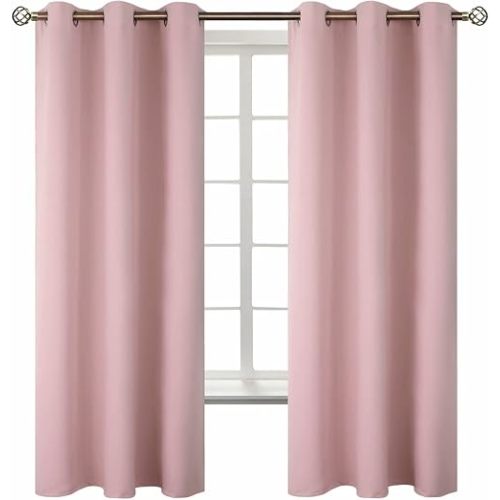 BGment Baby Pink Curtains for Girls Room - Nursery Room Darkening Thermal Insulated Grommet Top Elegant Modern Window Treatment, 2 Panels, 42 x 63 Inch