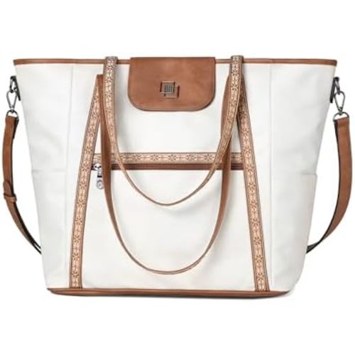 FADEON Large Laptop Tote Bag for Women Designer Leather Laptop Bag Fashion Travel Backpack Purse Shoulder Handbag