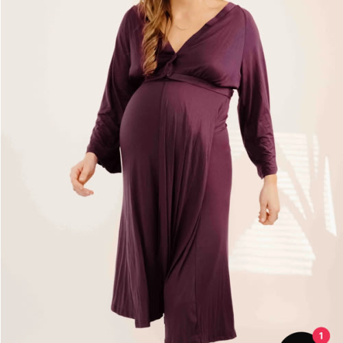 Amelia Labor & Postpartum Gown in Plum – Lila