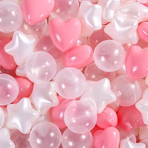 Heopeis Ball Pit Balls 100 200 500 1000 Plastic Balls for Toddlers Phthalate Free BPA Free Crush Proof Balls in Reusable Play Toys for Kids with Storage Bag Indoor Outdoor