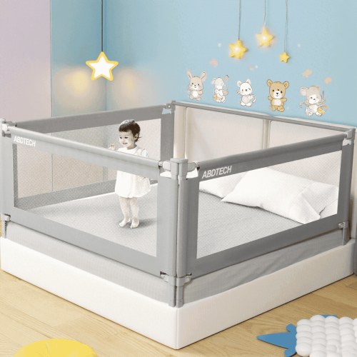 Baby Bed Guard Rail for Toddlers, 3 Packs Bed Guardrail with Protective Bar For King Size Bed 78.7x78.7x74.8”, Reinforced Large S Structure & Height Adjustable