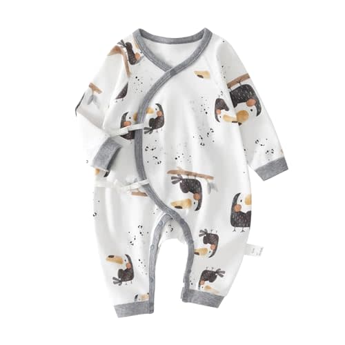 Organic Cotton 0-6M Unisex Newborn Baby Sleepers Pajamas | Ultra Soft, Gender Neutral, Double-Layer Belly Cover, Breathable, Footless, No Shrinking Fading or Pilling Wash After Wash