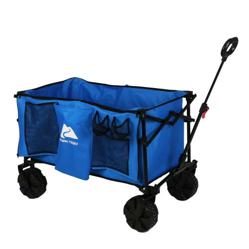 "Ozark Trail All-Terrain Folding Utility Cart with Collapsible Wheels for Camping & Tailgating, 27"" Height, Blue"