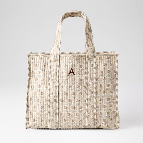 Block Print Quilted Oversized Tote