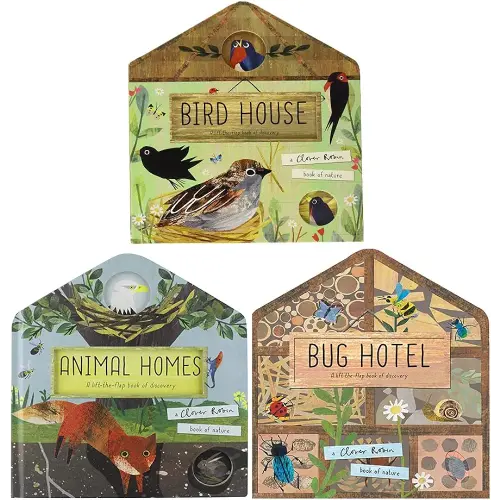 A Clover Robin Book of Nature Series 3 Books lift-the-flap Collection Set (Animal Homes, Bird House & Bug Hotel)