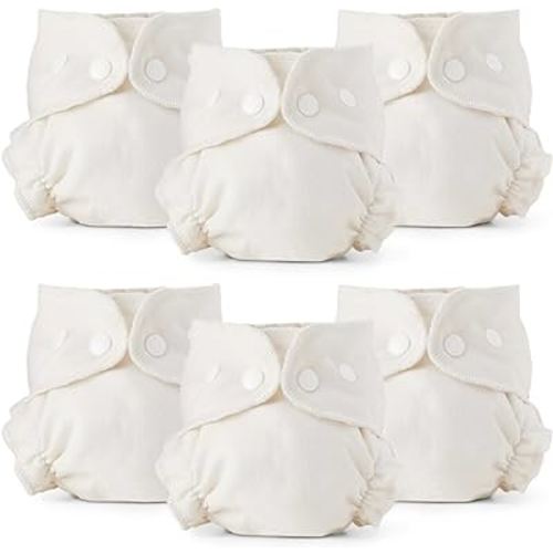 Esembly Cloth Diaper Inner, Trim-Fitting, Certified Organic Cotton, Reusable and Absorbent Leak-Proof Diapers with Snap Closure for Eco-Friendly Diapering, 6-Pack Size 2 (18-35lbs)