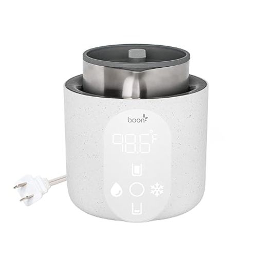Boon Tempro Direct Heat Breast Milk Warmer | Stainless-Steel Cup, Real-Time Temp Display, Keeps Warm For 20 Minutes, Defrosts Frozen Breastmilk Bags, Dishwasher Safe