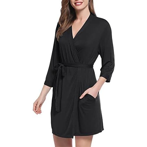 Joyaria Women Bamboo Viscose Robe Summer Cooling Short Lightweight Bathrobe