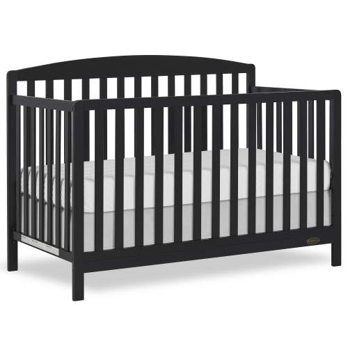 Dream On Me Odelle 5 in 1 Convertible Wood Baby Bed Furniture, Matt Black