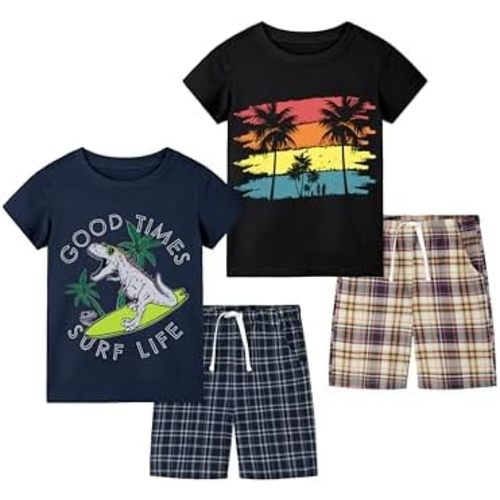 Cooraby Toddler Boys T-Shirt & Shorts Sets Kids Cotton Short Sleeve Shirt Shorts Toddler Summer Clothes Outfits Set for 2-5T