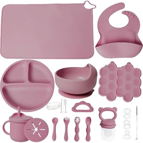 19 Pcs Silicone Baby Feeding Set Eating Essentials for Newborn
