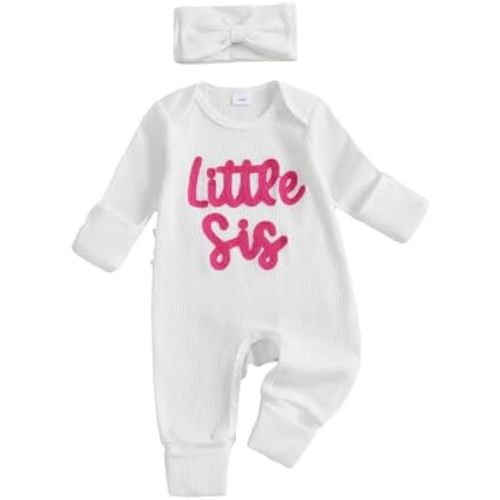 Infant Baby Girl Fall Outfit Sweatshirt Romper Little Sister Lil Sis Long Sleeve Jumpsuit Onesie Newborn Winter Clothes