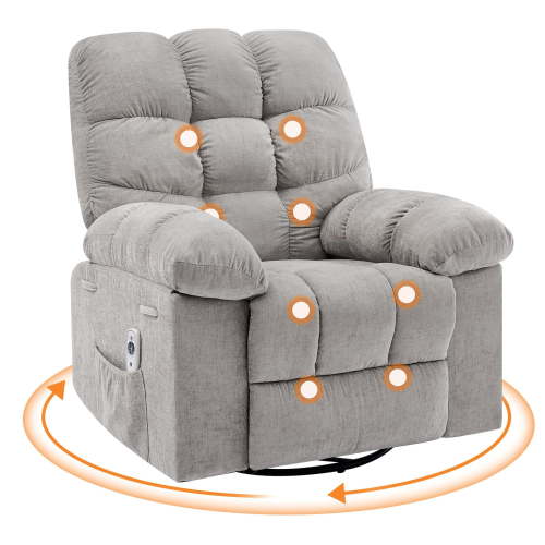 Comfortable Massage Rocking Recliner Chair with 360° Swivel, Heat & Vibration – Oversized Rocker Recliner for Living Room, Bedroom, Nursery