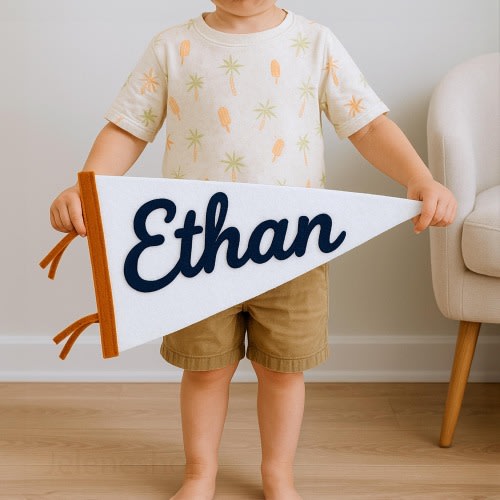 Name Pennant – Personalized Name Pennant for Nursery Room Decor, Baby Shower Gift, Baby Boy Girl Wall Pennant, Gender Neutral