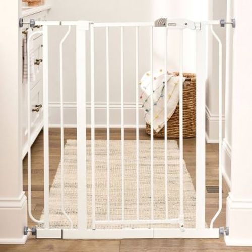 Regalo Extra Tall Easy Step Metal Walk Through Baby Gate - White: Pressure-Mounted, Hardware Mounted, 36 Inch Height