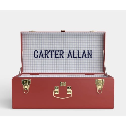 Petite Trunk - Red - Picnic in Blue / Navy Embroidery