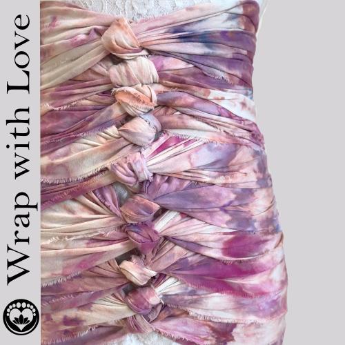 Mystic Rose, Bengkung Belly Binding Wrap, premium cotton muslin, 17 yrd,  eco friendly shibori  ice dyed, natural postpartum wellness