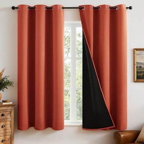 MIULEE Fall Burnt Orange 100% Blackout Curtains for Bedroom 40x63 Inch Long