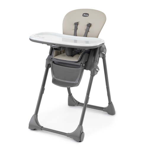 Chicco Polly Space-Saving Fold Easy Clean Highchair - Taupe (Beige), New