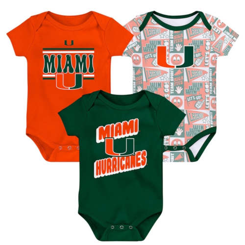 Miami Hurricanes Infant/Baby Sunday Comics 3-Piece Creeper Set