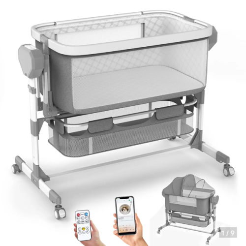 Rocking Bassinet for Baby, Electric Baby Bassinet Automatic 5 Rocking Motion Bassinet Bedside Sleeper for Newborn, Auto Rolling Baby Cradle 6 Height Adjustable with 4 Lullabies - TikTok Shop