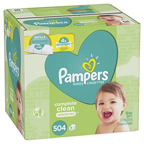 Baby Wipes, Pampers Baby Diaper Wipes, Complete Clean Unscented, 7 Refill Packs for Dispenser Tub, 504 Total Wipes