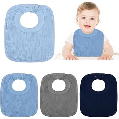 Twistover Newborn Bibs Neck Padded Baby Feeding Muslin Cotton Burlap with Padded Absorbent Collar for Drooling Teething