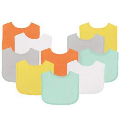 Luvable Friends Baby Cotton Terry Bibs 10pk, Neutral Chevron, One Size : Target