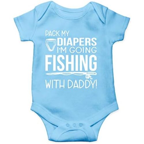 AW Fashions Pack My Diapers, I'm Going Fishing With Daddy Baby Bodysuit Newborn Boy Outfits Cute Romper