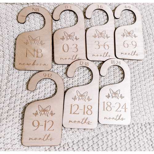 Butterfly Baby Closet Dividers, Girl Nursery clothes dividers, Wood Clothes Size Markers, Wooden Baby Closet Organizers, Baby Shower Gift