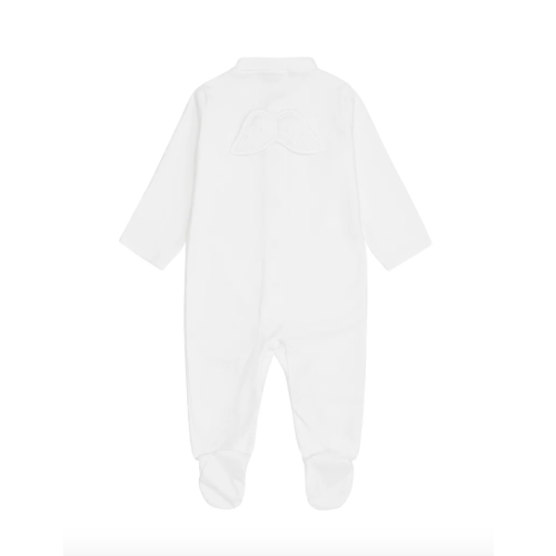 Angel Wing Pointelle Sleepsuit in White | Over The Moon