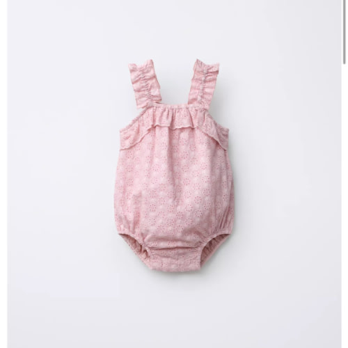 SWISS EMBROIDERED ROMPER - Pink | ZARA United States