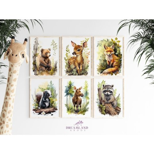 Set of 6 Woodland Nursery Prints Woodland Nursery Decor - Etsy