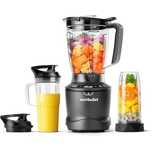 nutribullet® SmartSense Blender Combo, 1400W, 64oz Pitcher, 32oz & 24oz Cups, 5-Speed, Smoothies, Ice and Frozen Fruit, Nut Milk, Soup, Gunmetal Gray, NBF50700