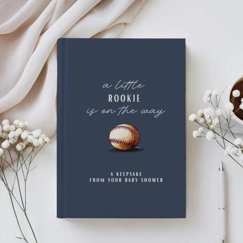 Baby shower guest book vintage baseball boy custom name journal sport theme baby shower decor