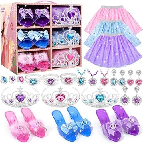 Princess Dress up & Jewelry Boutique, Dress Up Clothes with Princess Shoes, Princess Toys for Toddler Girl, Pretend Role Play Gifts for Girls Aged 3-6 Years Old