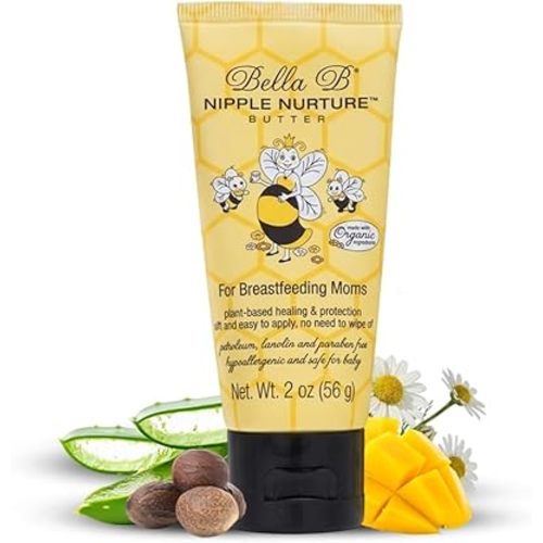 Bella B Nurturing oz - Organic Nipple Cream For Breastfeeding - Natural Nipple Cream For Breastfeeding Organic, Nipple Butter, Fragrance Free, 2 Ounce