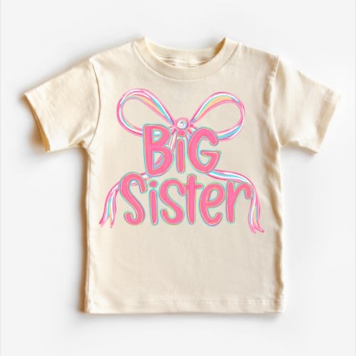 Big Sister Ribbon Shirt, Big Sis Birth Announcement Tee