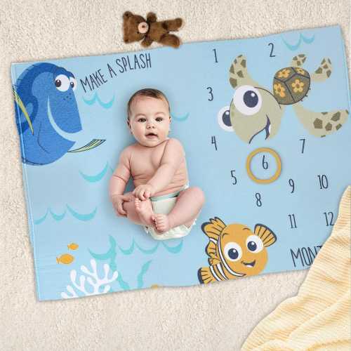 Personalized Disney Finding Nemo Blanket, Milestone Baby Blanket, Finding Nemo Baby shower Blanket,Disney Blanket Gift Baby,New Born Blanket